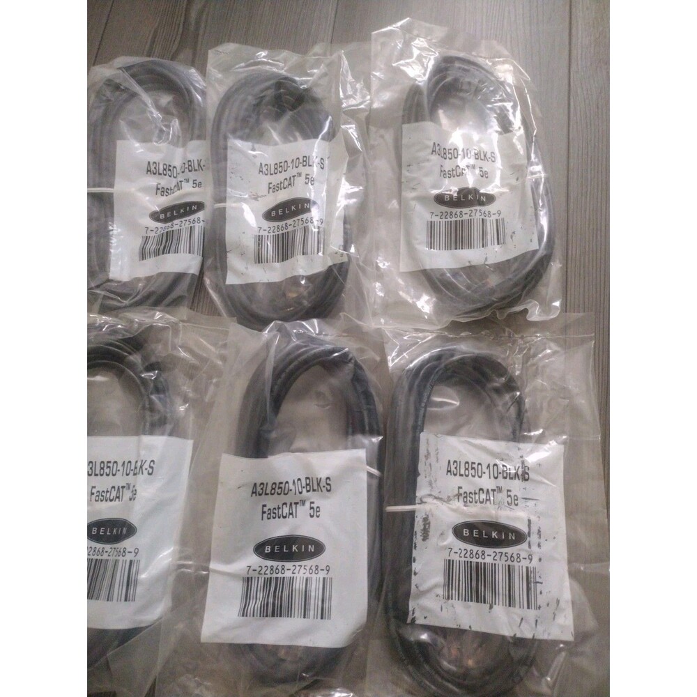 6 NEW -Belkin A3L850-10-BLK-S  Snagless FastCat 5e Patch Cable -10ft (NOS) - Picture 3 of 6